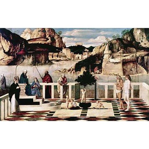 Allegory White Modern Wood Framed Art Print by Bellini, Giovanni