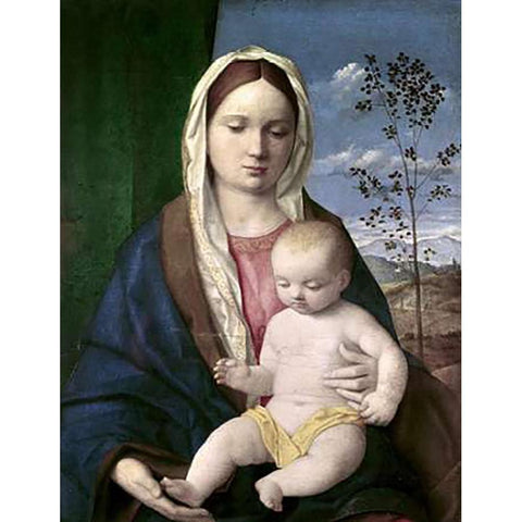 Madonna and Child #2 White Modern Wood Framed Art Print by Bellini, Giovanni