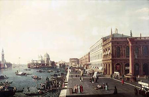 View of Molo In Venice #1 White Modern Wood Framed Art Print with Double Matting by Bellotto, Bernardo