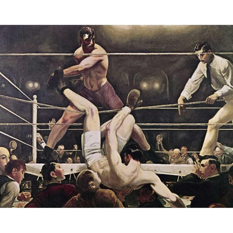 Dempsey and Firpo White Modern Wood Framed Art Print by Bellows, George