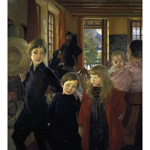 A Family or the Artists Family Black Modern Wood Framed Art Print with Double Matting by Besnard, Albert