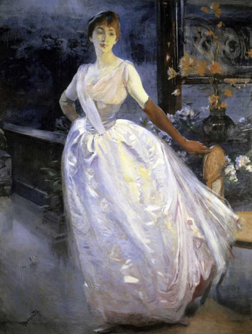 Madame Roger Jourdain Black Ornate Wood Framed Art Print with Double Matting by Besnard, Albert