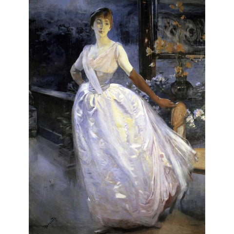 Madame Roger Jourdain Black Modern Wood Framed Art Print with Double Matting by Besnard, Albert