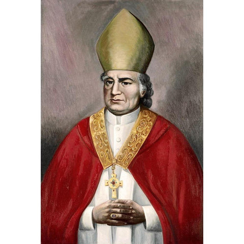 Archibishop John Carrol White Modern Wood Framed Art Print by Bianchini, Vittorio