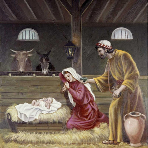 Nativity Black Modern Wood Framed Art Print with Double Matting by Bianchini, Vittorio