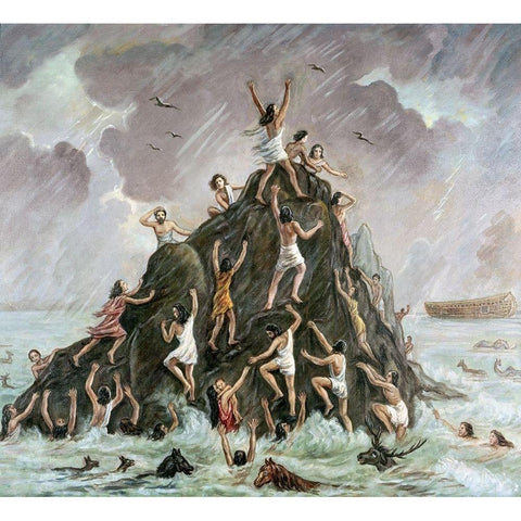 People Engulfed By The Flood Black Modern Wood Framed Art Print with Double Matting by Bianchini, Vittorio