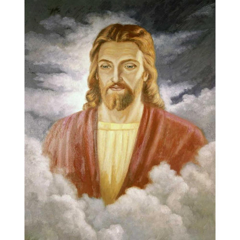 Portrait of Jesus White Modern Wood Framed Art Print by Bianchini, Vittorio