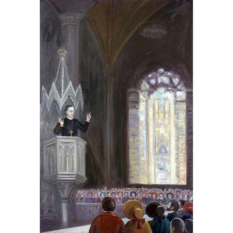 Rev. Hecker and The Intellectual Revival Black Modern Wood Framed Art Print with Double Matting by Bianchini, Vittorio