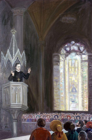 Rev. Hecker and The Intellectual Revival Black Ornate Wood Framed Art Print with Double Matting by Bianchini, Vittorio