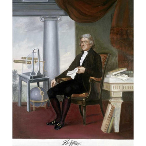 Thomas Jefferson Black Modern Wood Framed Art Print with Double Matting by Bianchini, Vittorio