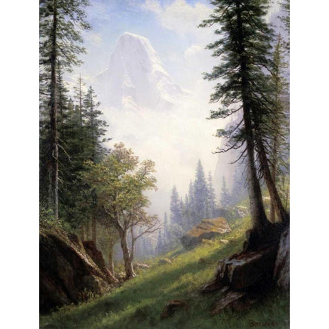 Among the Bernese Alps Black Modern Wood Framed Art Print by Bierstadt, Albert