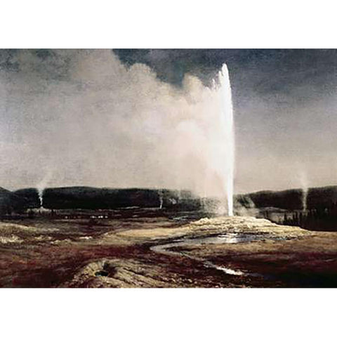 Geysers in Yellowstone Park Gold Ornate Wood Framed Art Print with Double Matting by Bierstadt, Albert