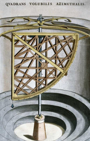 Quandrans Volubilis Azimuthalis Black Ornate Wood Framed Art Print with Double Matting by Blaeu, Joan