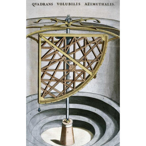 Quandrans Volubilis Azimuthalis White Modern Wood Framed Art Print by Blaeu, Joan