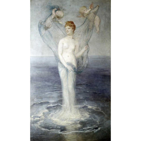 Birth of Venus White Modern Wood Framed Art Print by Bocklin, Arnold