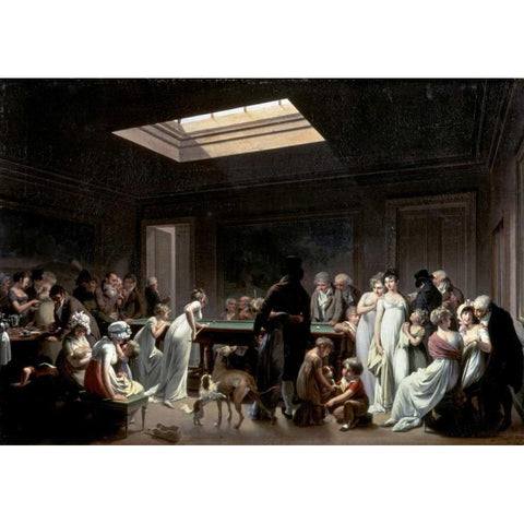 A Game of Billiards White Modern Wood Framed Art Print by Boilly, Louis Leopold