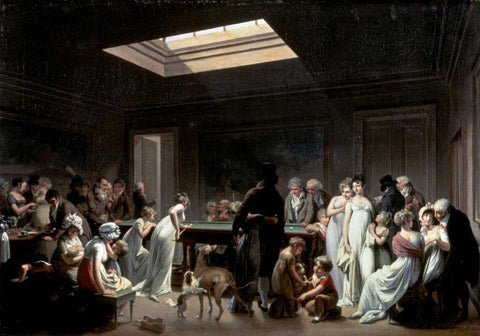 A Game of Billiards White Modern Wood Framed Art Print with Double Matting by Boilly, Louis Leopold