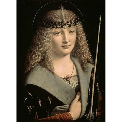 Saint Sebastian Black Modern Wood Framed Art Print with Double Matting by Boltraffio, Giovanni Antonio