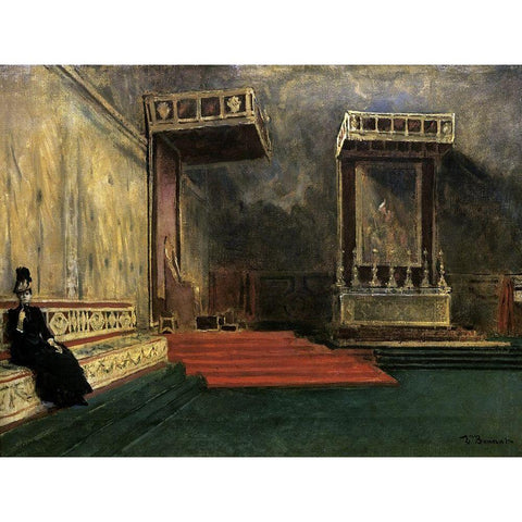 Interior of the Sistine Chapel Black Modern Wood Framed Art Print with Double Matting by Bonnat, Leon