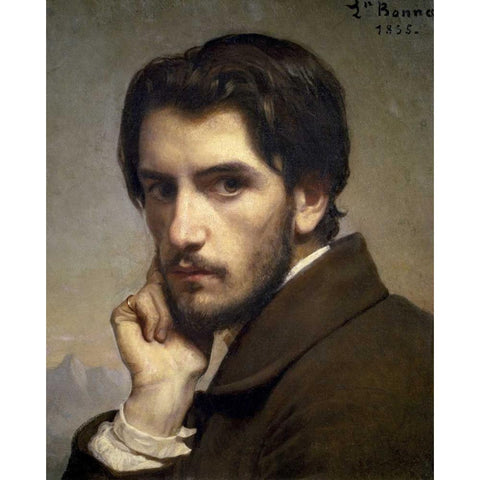 Self-Portrait Black Modern Wood Framed Art Print with Double Matting by Bonnat, Leon
