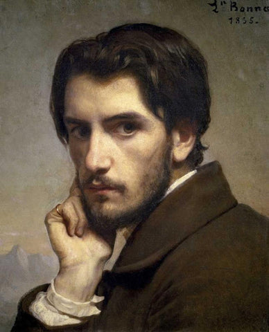 Self-Portrait White Modern Wood Framed Art Print with Double Matting by Bonnat, Leon