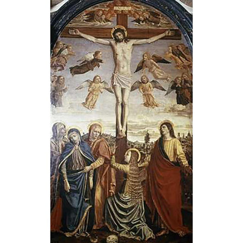 Crucifixion Black Modern Wood Framed Art Print with Double Matting by Borgognone, Ambrigo