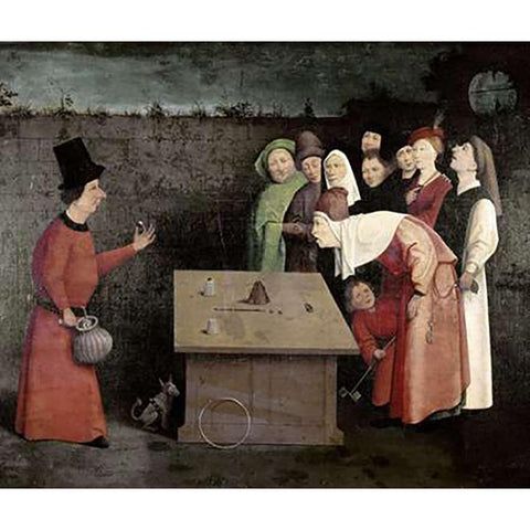 Conjuror Black Modern Wood Framed Art Print with Double Matting by Bosch, Hieronymus