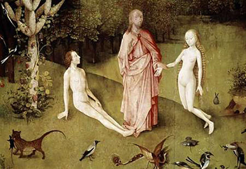 Garden of Earthly Delights - Detail #1 White Modern Wood Framed Art Print with Double Matting by Bosch, Hieronymus