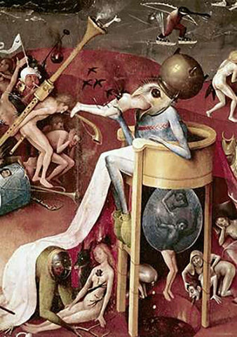 Garden of Earthly Delights - Detail #10 White Modern Wood Framed Art Print with Double Matting by Bosch, Hieronymus