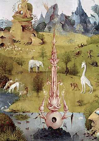 Garden of Earthly Delights - Detail #2 Black Ornate Wood Framed Art Print with Double Matting by Bosch, Hieronymus