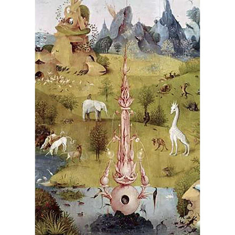 Garden of Earthly Delights - Detail #2 White Modern Wood Framed Art Print by Bosch, Hieronymus