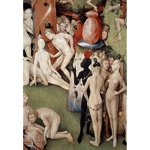 Garden of Earthly Delights - Detail #4 White Modern Wood Framed Art Print by Bosch, Hieronymus