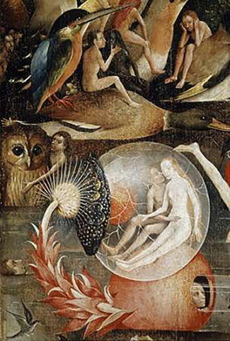 Garden of Earthly Delights - Detail #7 White Modern Wood Framed Art Print with Double Matting by Bosch, Hieronymus