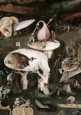 Garden of Earthly Delights - Detail #8 White Modern Wood Framed Art Print with Double Matting by Bosch, Hieronymus