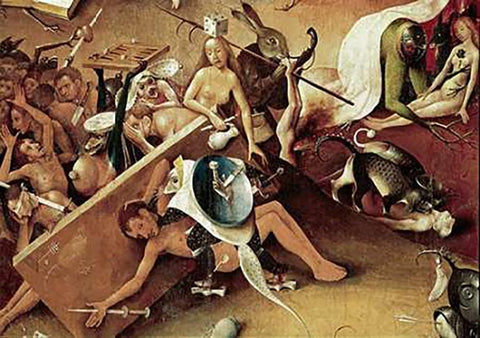 Garden of Earthly Delights - Detail #9 White Modern Wood Framed Art Print with Double Matting by Bosch, Hieronymus