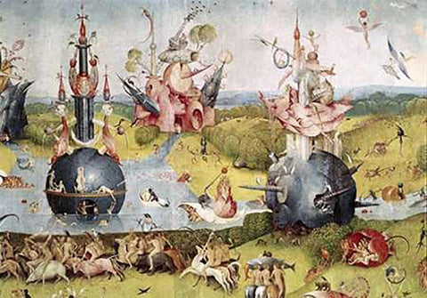 Garden of Earthly Delights - Detail Center Panel White Modern Wood Framed Art Print with Double Matting by Bosch, Hieronymus