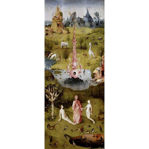 Garden of Earthly Delights - Detail Left Panel Black Modern Wood Framed Art Print with Double Matting by Bosch, Hieronymus