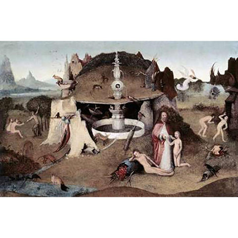 Garden of Paradise White Modern Wood Framed Art Print by Bosch, Hieronymus