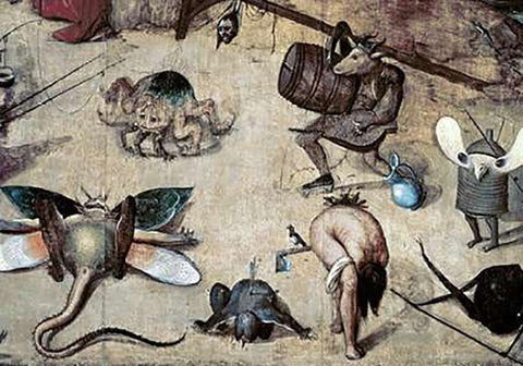 Temptation of St. Anthony - Detail White Modern Wood Framed Art Print with Double Matting by Bosch, Hieronymus