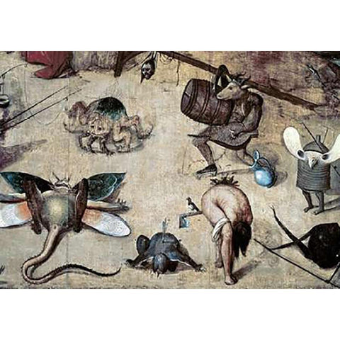 Temptation of St. Anthony - Detail Gold Ornate Wood Framed Art Print with Double Matting by Bosch, Hieronymus