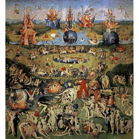 The Garden of Earthly Delights - Center Panel Black Modern Wood Framed Art Print with Double Matting by Bosch, Hieronymus