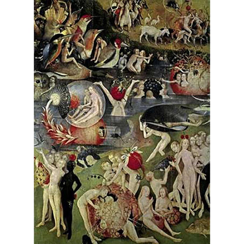 The Garden of Earthly Delights (Detail) Gold Ornate Wood Framed Art Print with Double Matting by Bosch, Hieronymus