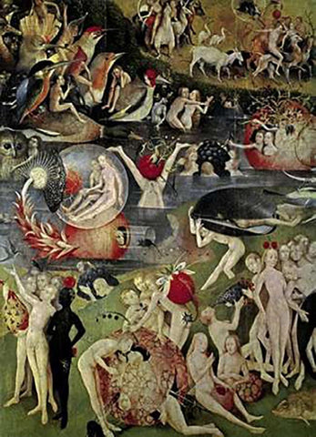 The Garden of Earthly Delights (Detail) Black Ornate Wood Framed Art Print with Double Matting by Bosch, Hieronymus