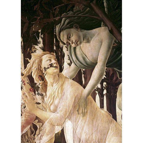 La Primavera (Detail) Black Modern Wood Framed Art Print with Double Matting by Botticelli, Sandro