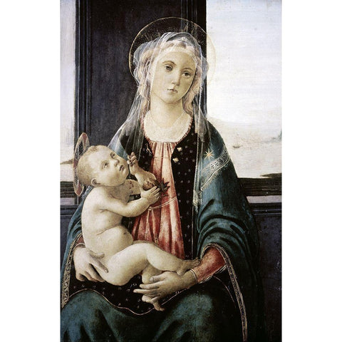 Madonna Del Mare Gold Ornate Wood Framed Art Print with Double Matting by Botticelli, Sandro