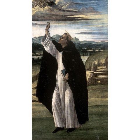 Saint Dominic Gold Ornate Wood Framed Art Print with Double Matting by Botticelli, Sandro