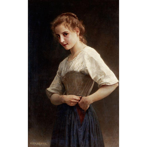 At the Start of the Day White Modern Wood Framed Art Print by Bouguereau, William-Adolphe