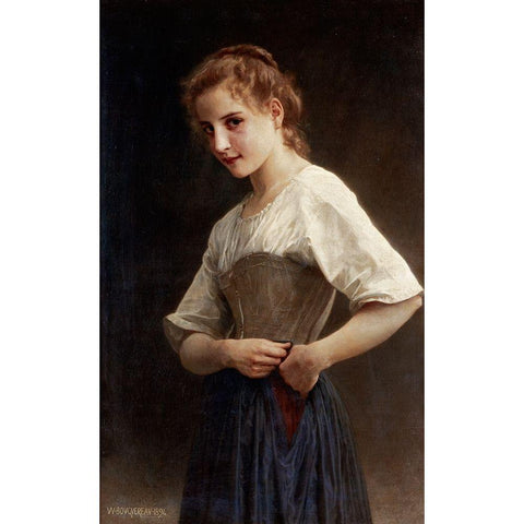 At the Start of the Day Black Modern Wood Framed Art Print by Bouguereau, William-Adolphe
