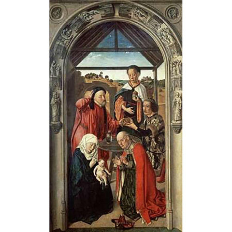 Adoration of The Magi Black Modern Wood Framed Art Print with Double Matting by Bouts, Aelbrecht