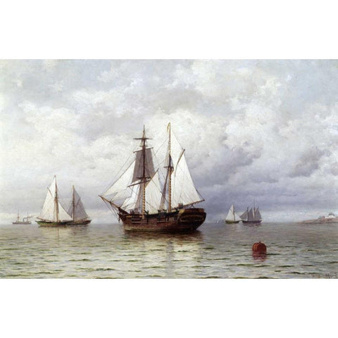 Outward Bound Whaler White Modern Wood Framed Art Print by Bradford, William